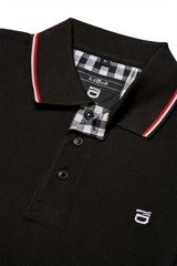 Kedar contrast tipped black polo shirt with logo on chest